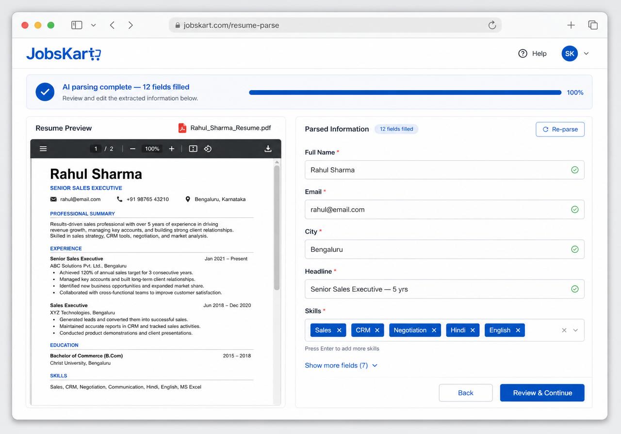 Resume auto-fill screen